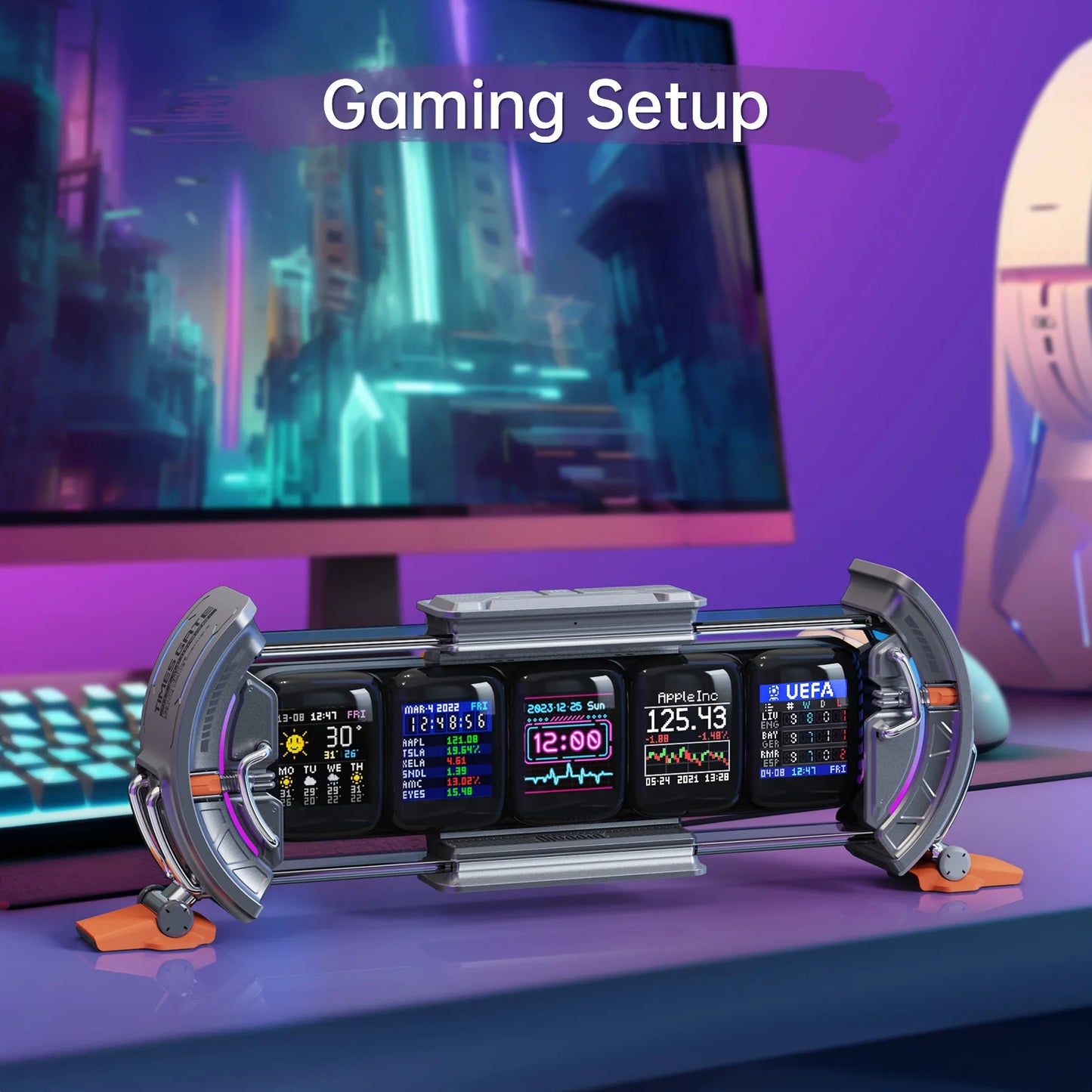 Cyberpunk Gaming Setup Digital Clock With Smart APP Control