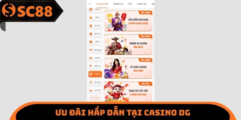 Ưu đãi hấp dẫn tại Casino DG